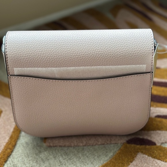 Michael Kors Emilia Small Leather Crossbody Bag-Powder Blush - Picture 6 of 11